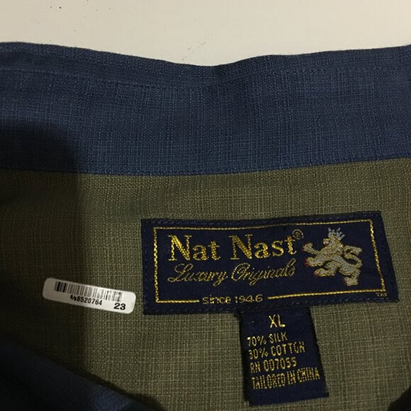 Nat Nast Men's XL Long Sleeve button Shirt Blue Silk Blend Luxury Originals - Picture 3 of 7